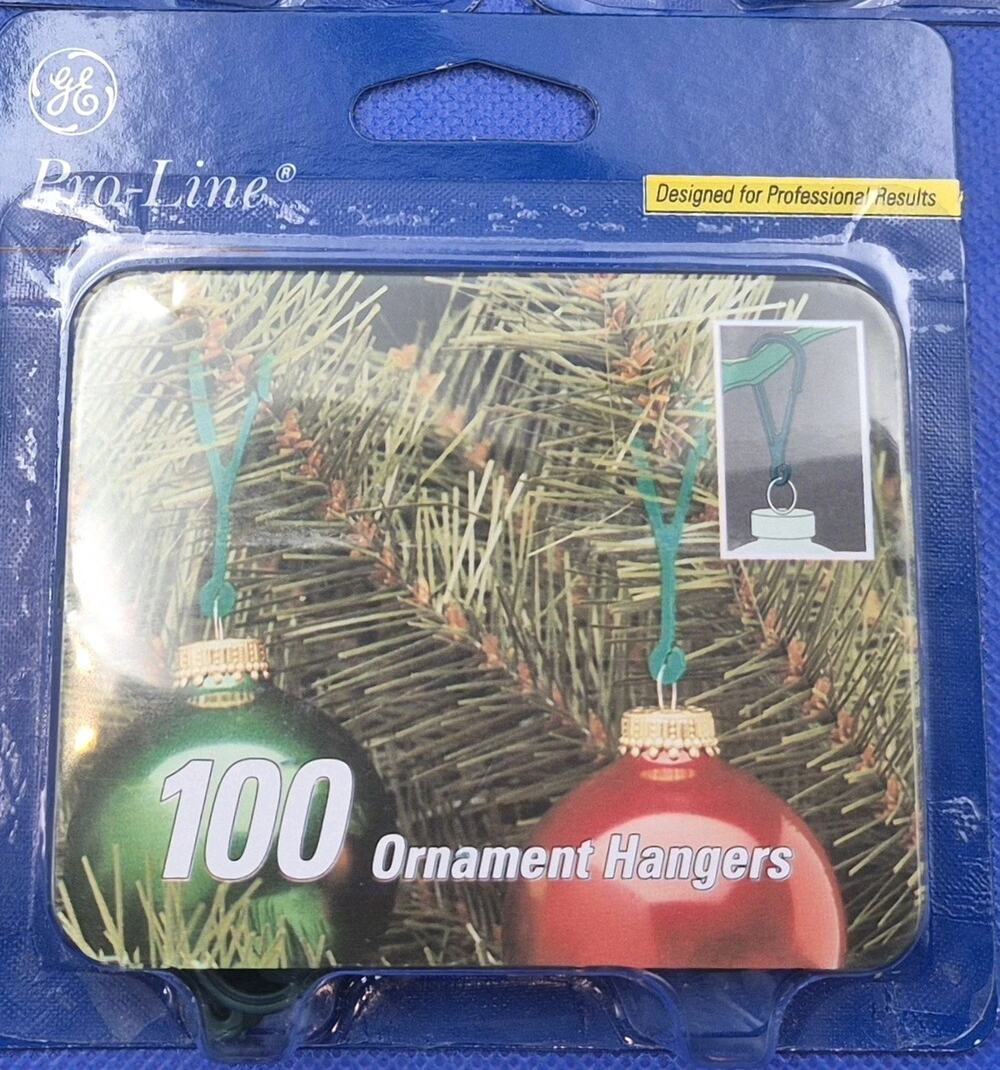 100-Count GE Pro-Line Sturdy Green Plastic Ornament Hangers NEW